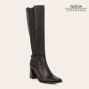 Bota alta de vestir en piel genuina de ternera para dama