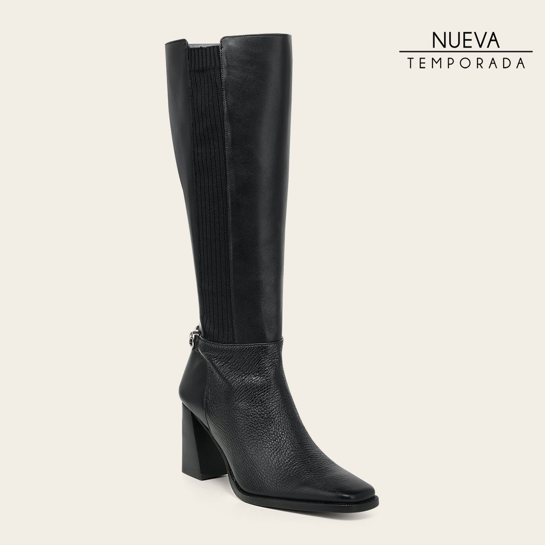 Bota alta de vestir en piel genuina de venado para dama