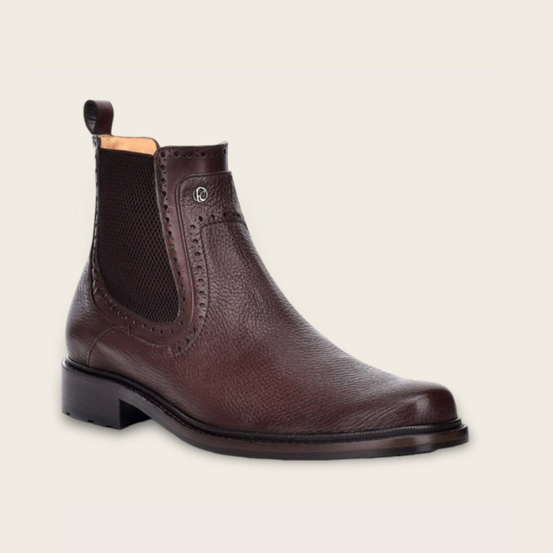 Botines Negros Botas Cuadra De Piel De Venado Punta Cuadrada Botas