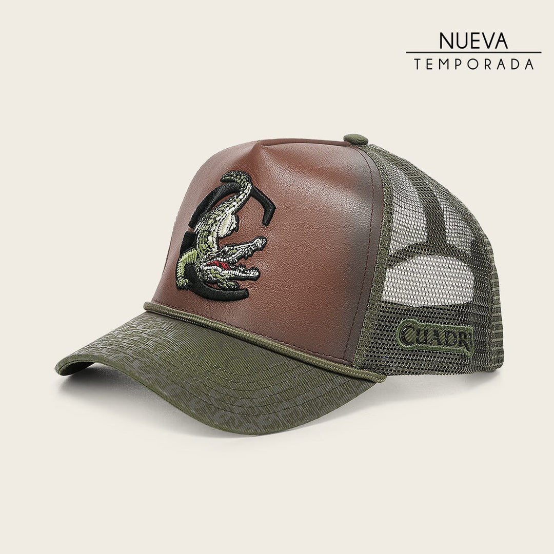 Gorra en piel genuina con diseño de alligátor Gorras 
