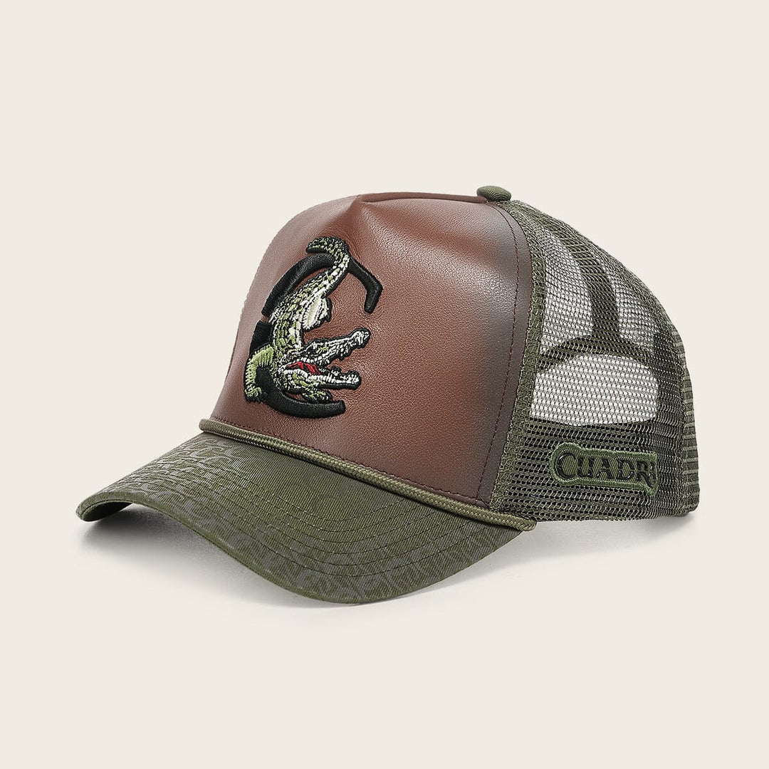 Gorra en piel genuina con diseño de alligátor Gorras 