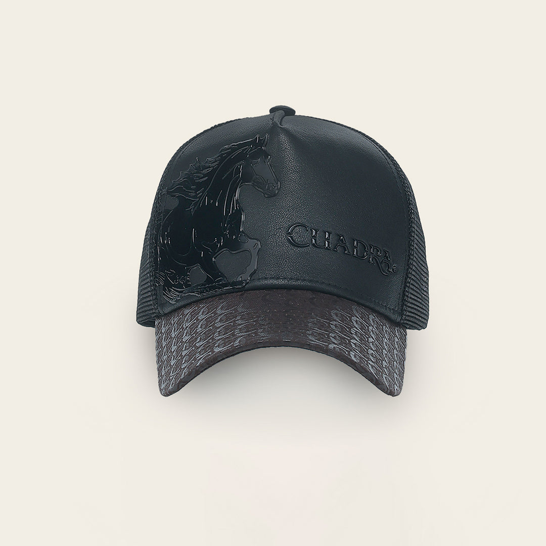 Gorra en piel genuina con diseño de caballo