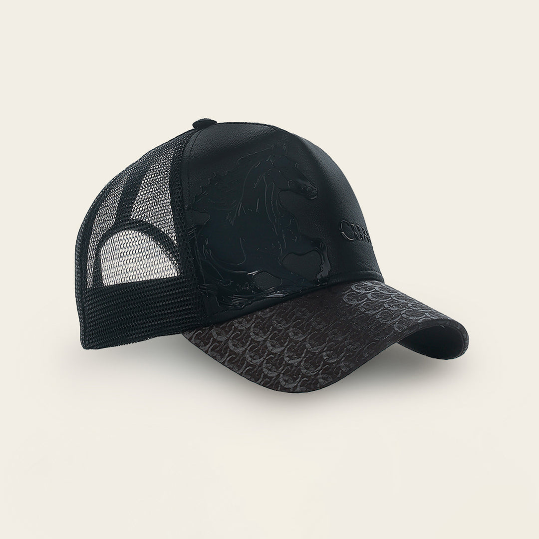 Gorra en piel genuina con diseño de caballo