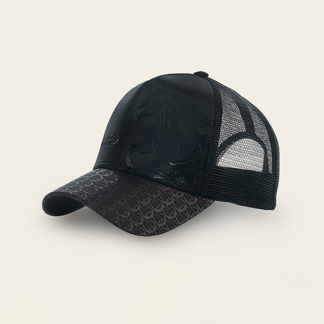 Gorra en piel genuina con diseño de caballo