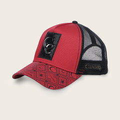 Gorra Cuadra con parche en piel de lizard