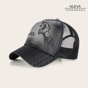 Gorra en piel genuina con diseño de caballo Gorras 