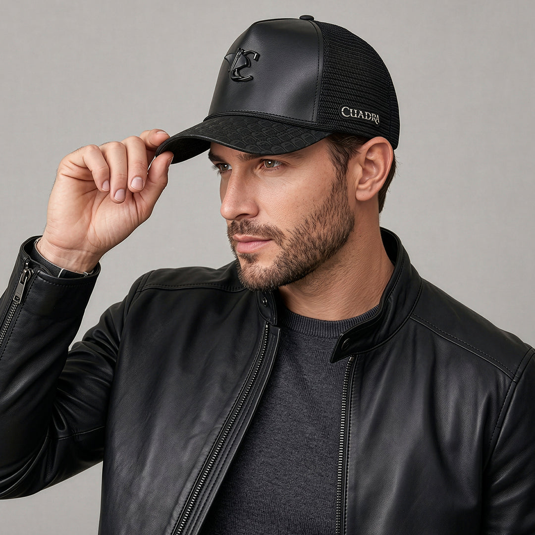 Gorra Cuadra en piel genuina