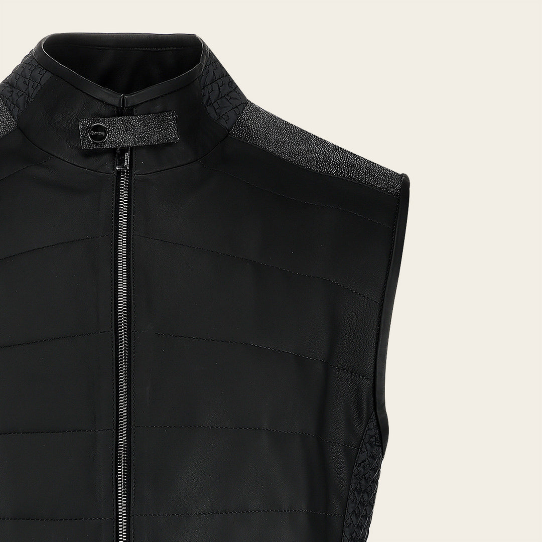 Chaleco en piel genuina de mantarraya para caballero