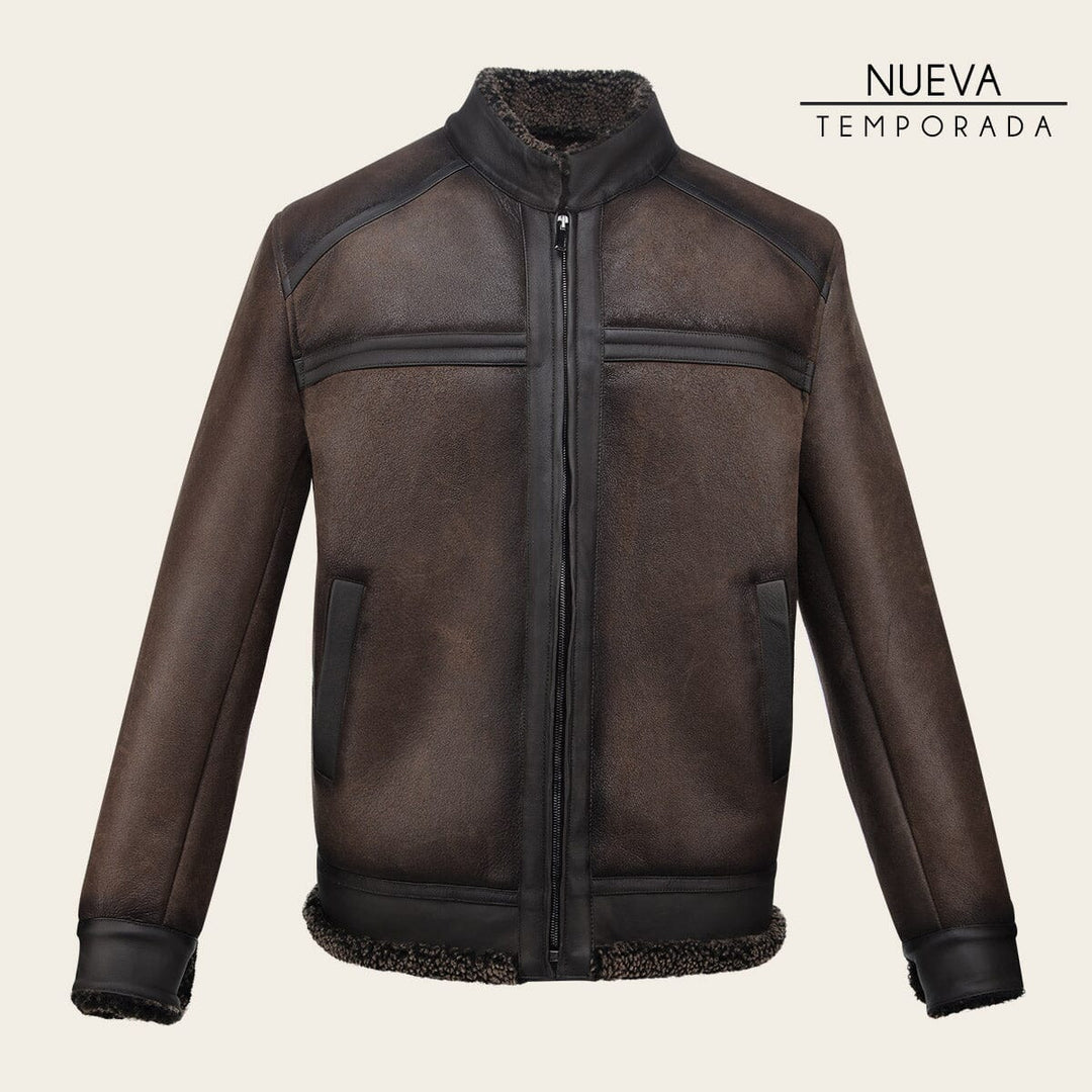 Chamarra en piel genuina de ovino con pelo para caballero Chamarras 