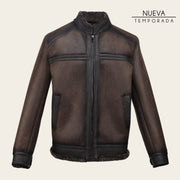 Chamarra en piel genuina de ovino con pelo para caballero Chamarras 