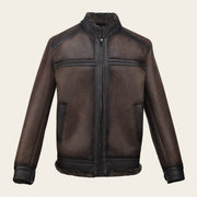 Chamarra en piel genuina de ovino con pelo para caballero Chamarras 