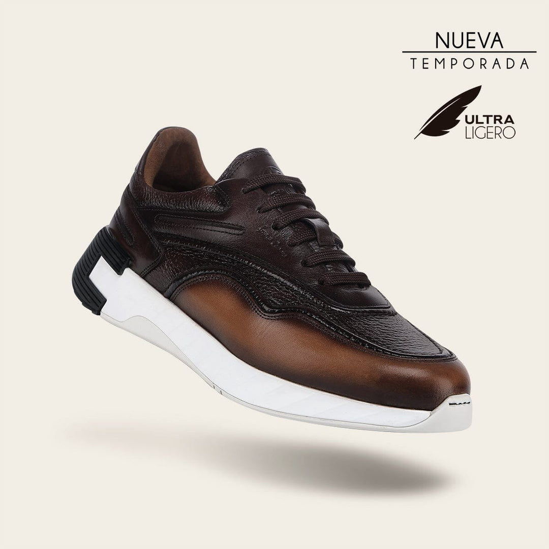 Tenis en piel genuina de venado para caballero Tenis 