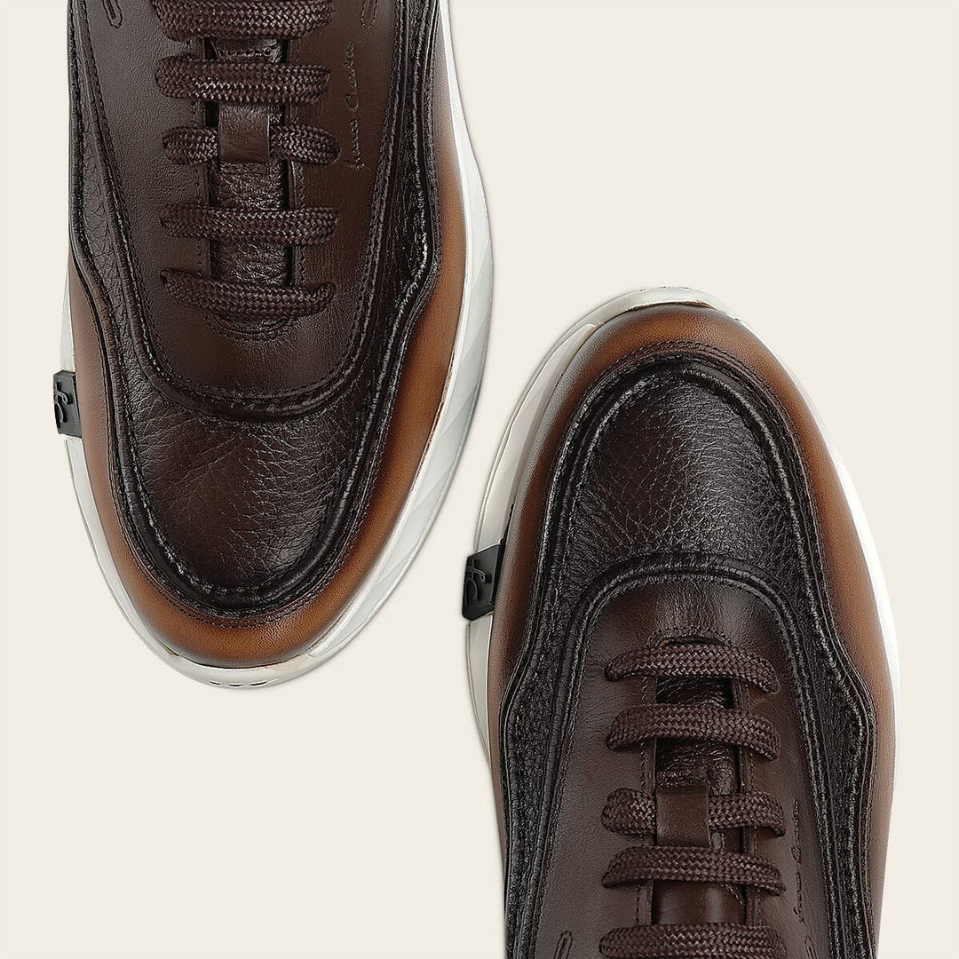 Tenis en piel genuina de venado para caballero Tenis 