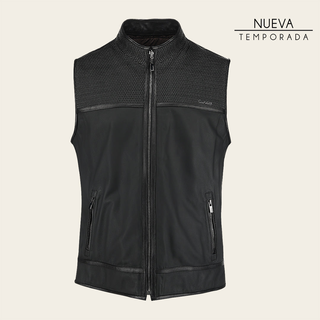 Chaleco reversible en piel genuina de ovino para caballero