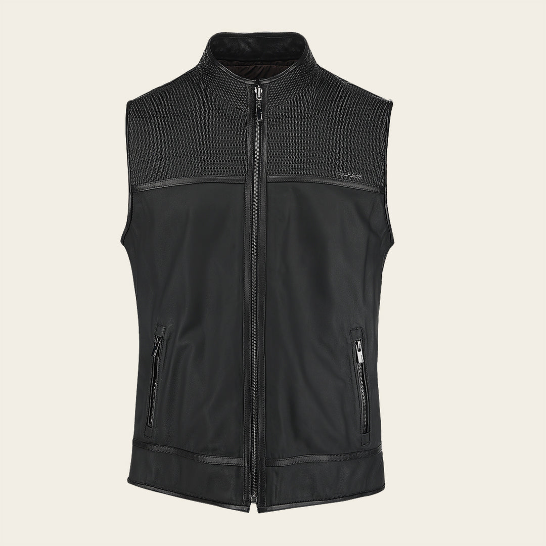 Chaleco reversible en piel genuina de ovino para caballero