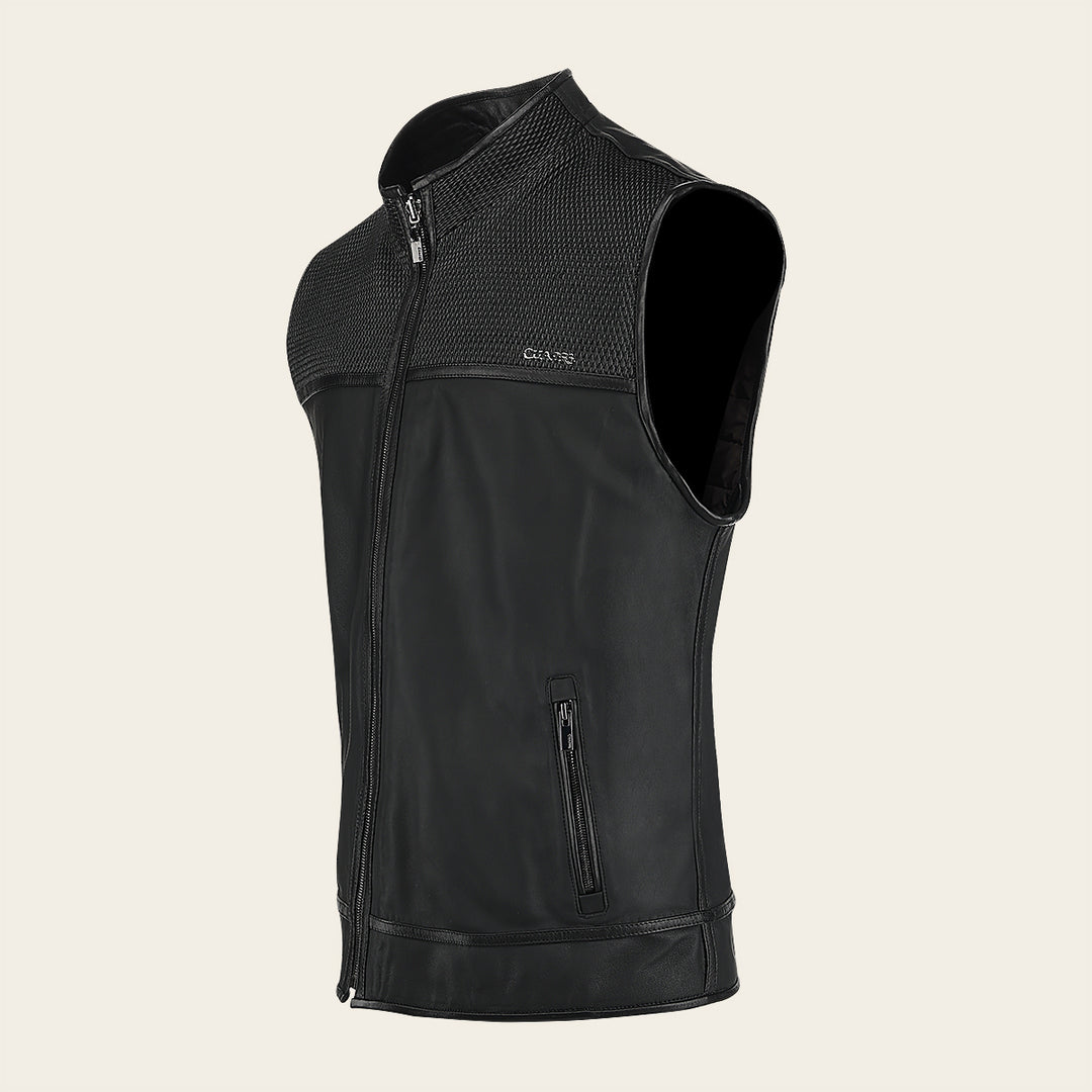 Chaleco reversible en piel genuina de ovino para caballero