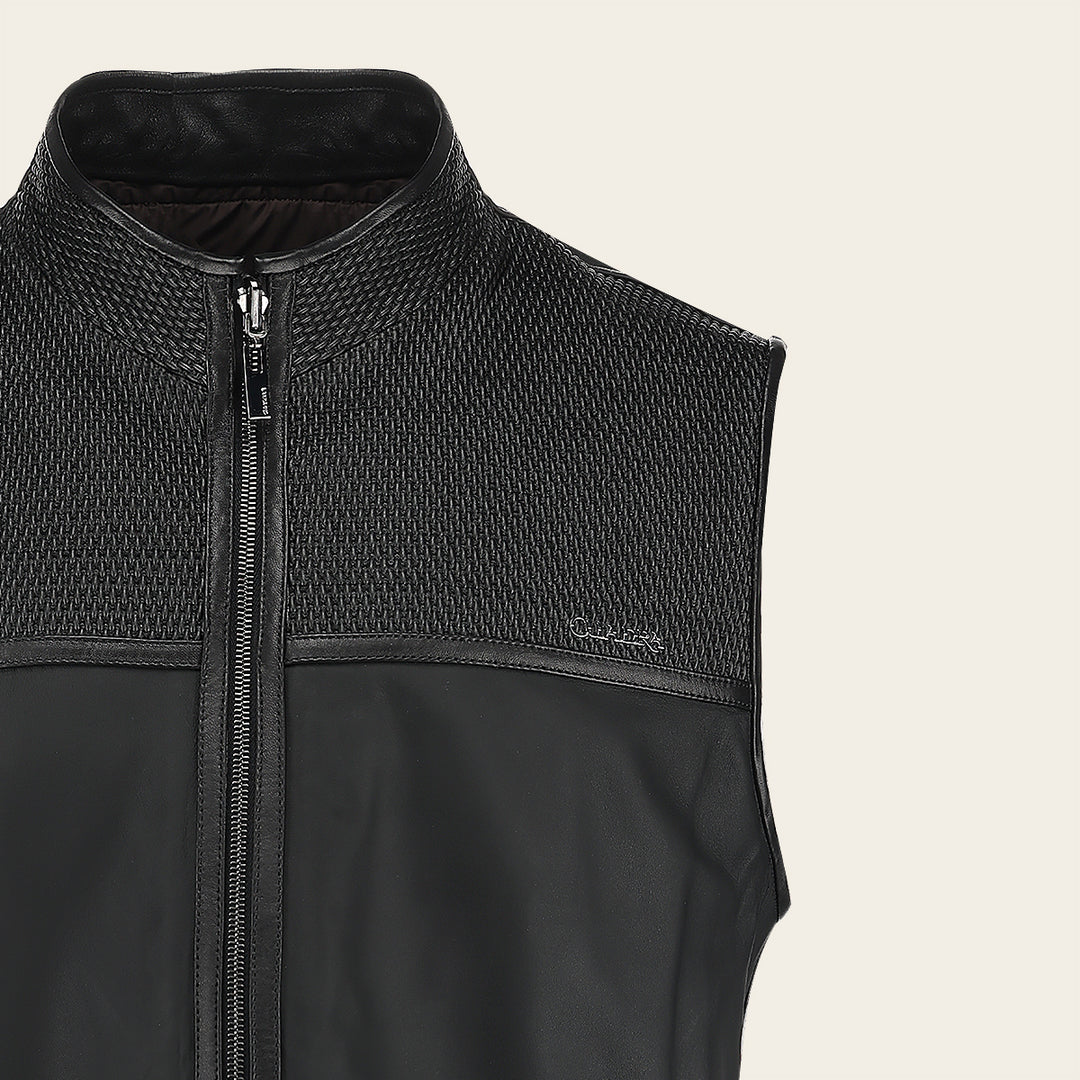 Chaleco reversible en piel genuina de ovino para caballero