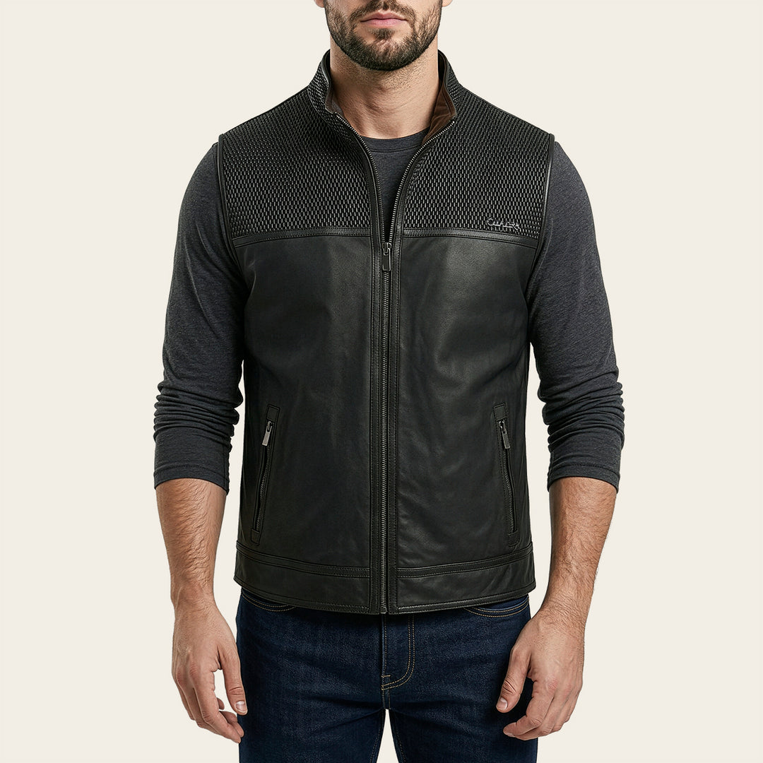 Chaleco reversible en piel genuina de ovino para caballero