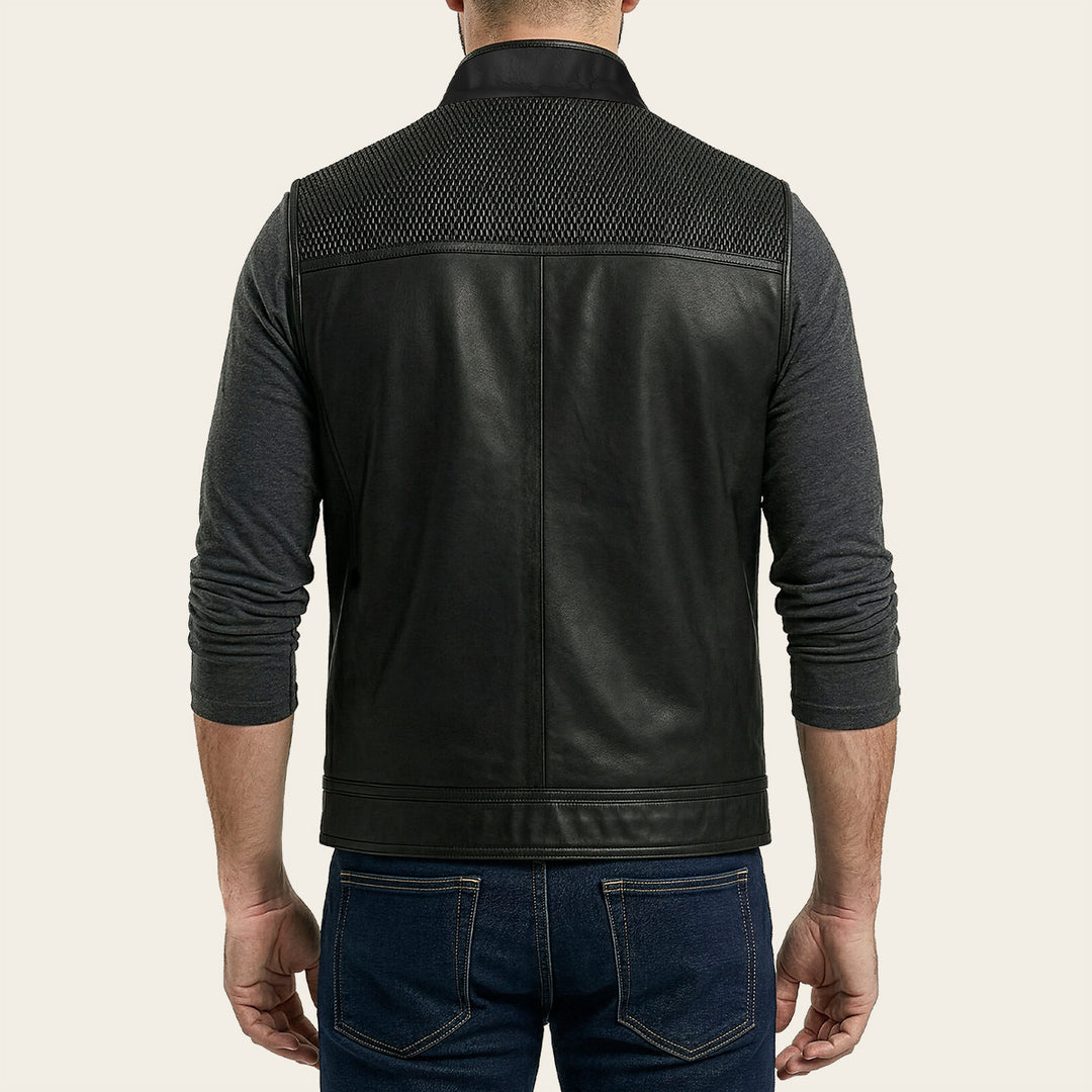 Chaleco reversible en piel genuina de ovino para caballero