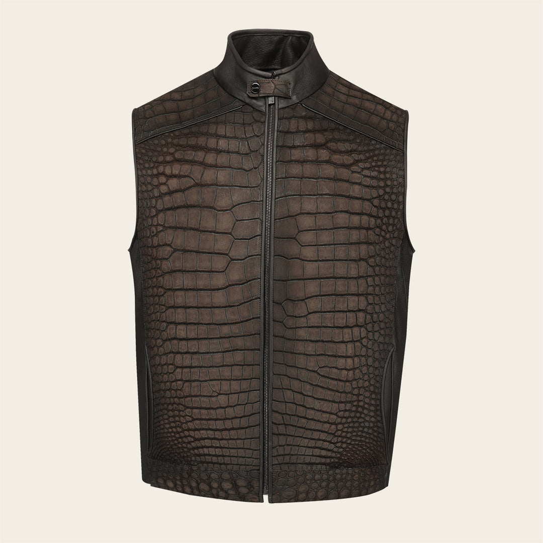 Chaleco en piel genuina de cocodrilo para caballero