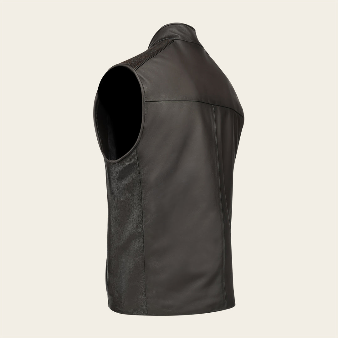 Chaleco en piel genuina de cocodrilo para caballero