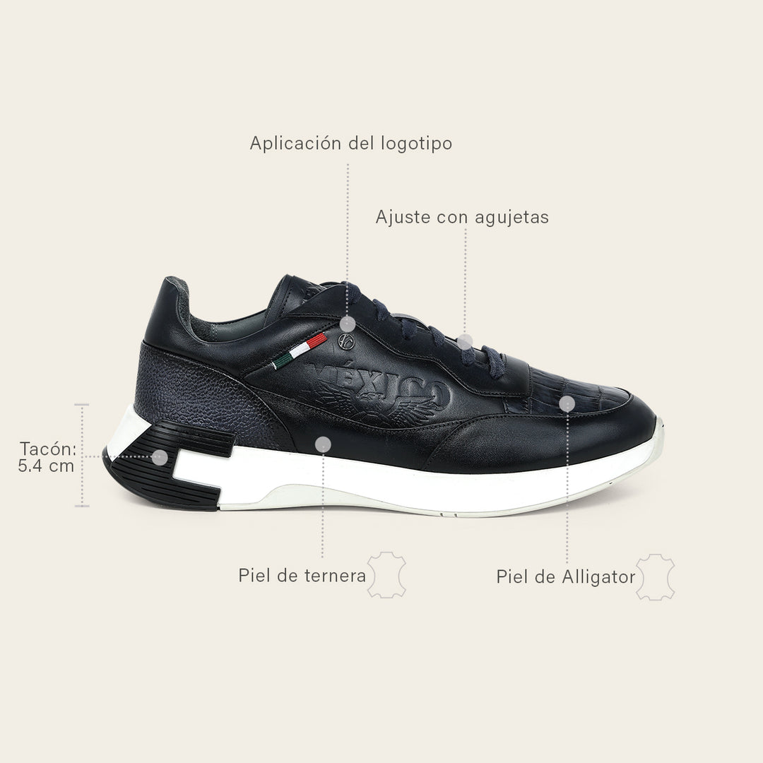 Tenis en piel genuina de alligator  para caballero  edición limitada 2026