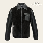 Chamarra en piel genuina de cordero para caballero Camisola 