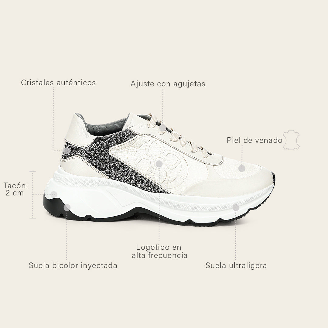 Tenis en piel genuina de venado para dama