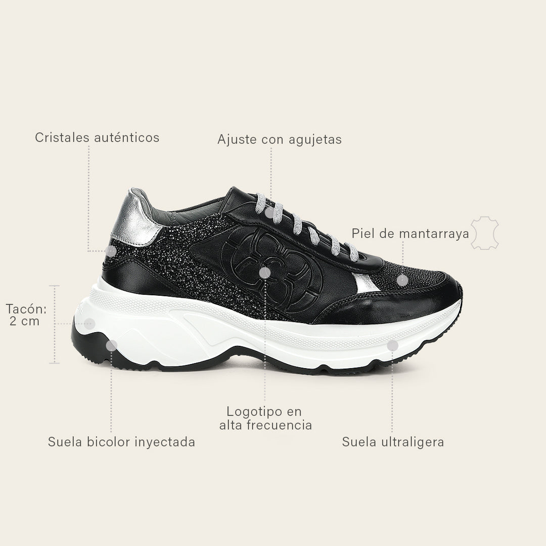 Tenis en piel genuina de mantarraya para dama