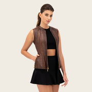 Chaleco para dama en piel genuina Chalecos 