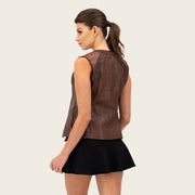 Chaleco para dama en piel genuina Chalecos 