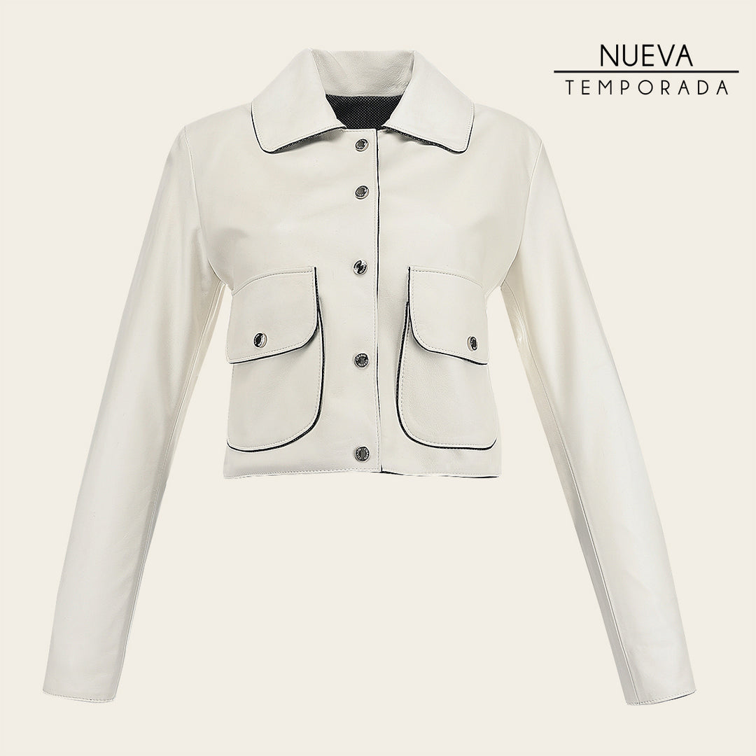 Chamarra en piel genuina de ovino para dama