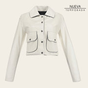 Chamarra en piel genuina de ovino para dama