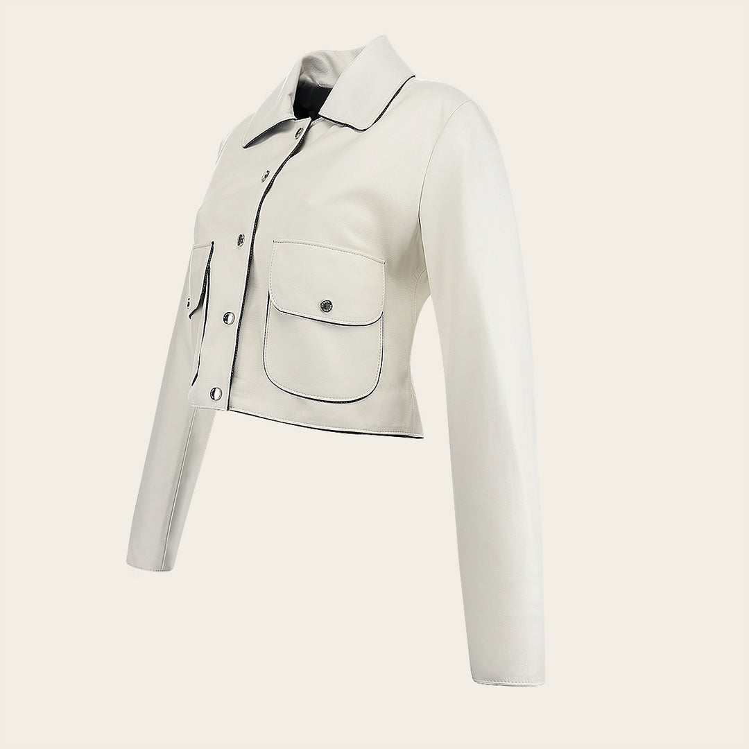 Chamarra en piel genuina de ovino para dama