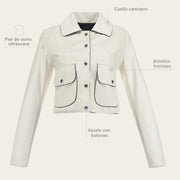 Chamarra en piel genuina de ovino para dama