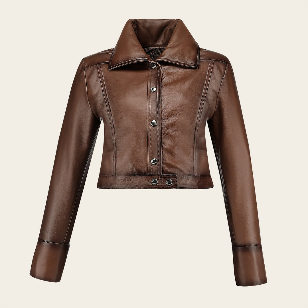 Chamarra en piel genuina de ovino para dama