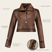 Chamarra en piel genuina de ovino para dama