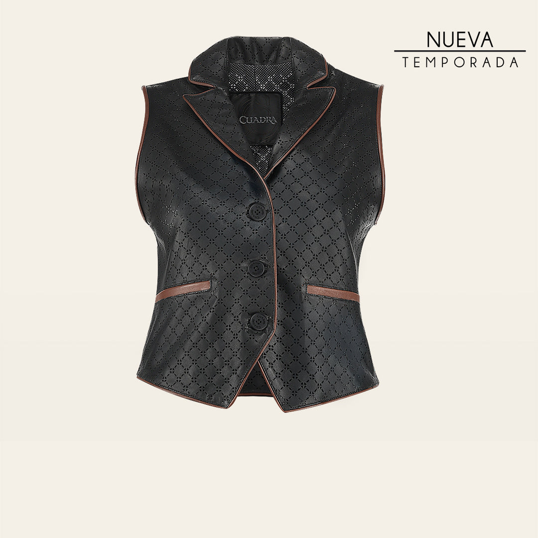 Chaleco en piel genuina de ovino para dama