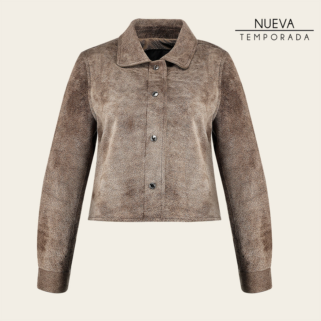 Chamarra en piel genuina de ovino para dama