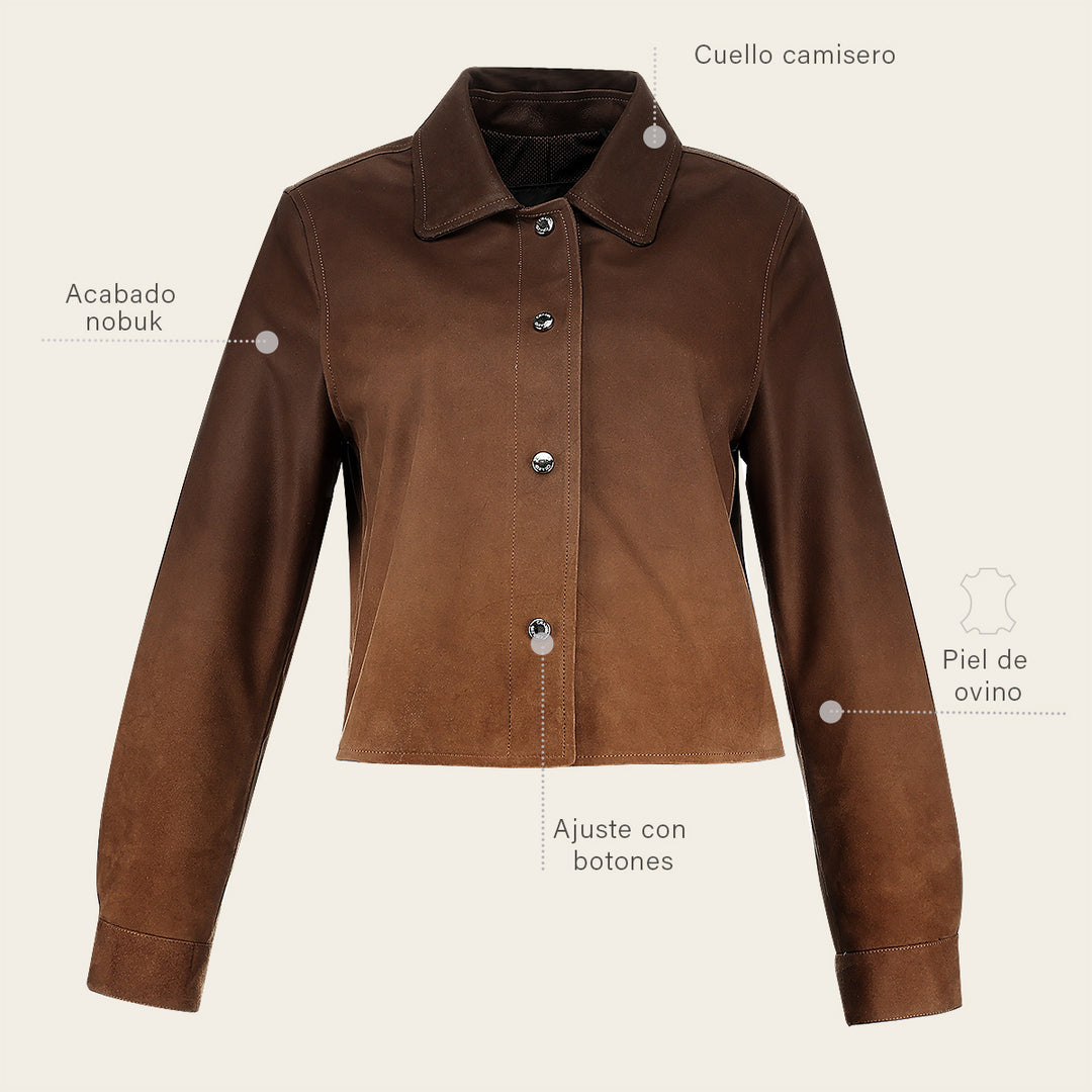 Chamarra en piel genuina de ovino para dama
