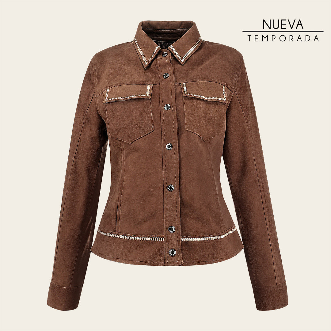 Chamarra en piel genuina de cordero para dama