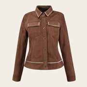 Chamarra en piel genuina de cordero para dama