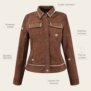 Chamarra en piel genuina de cordero para dama