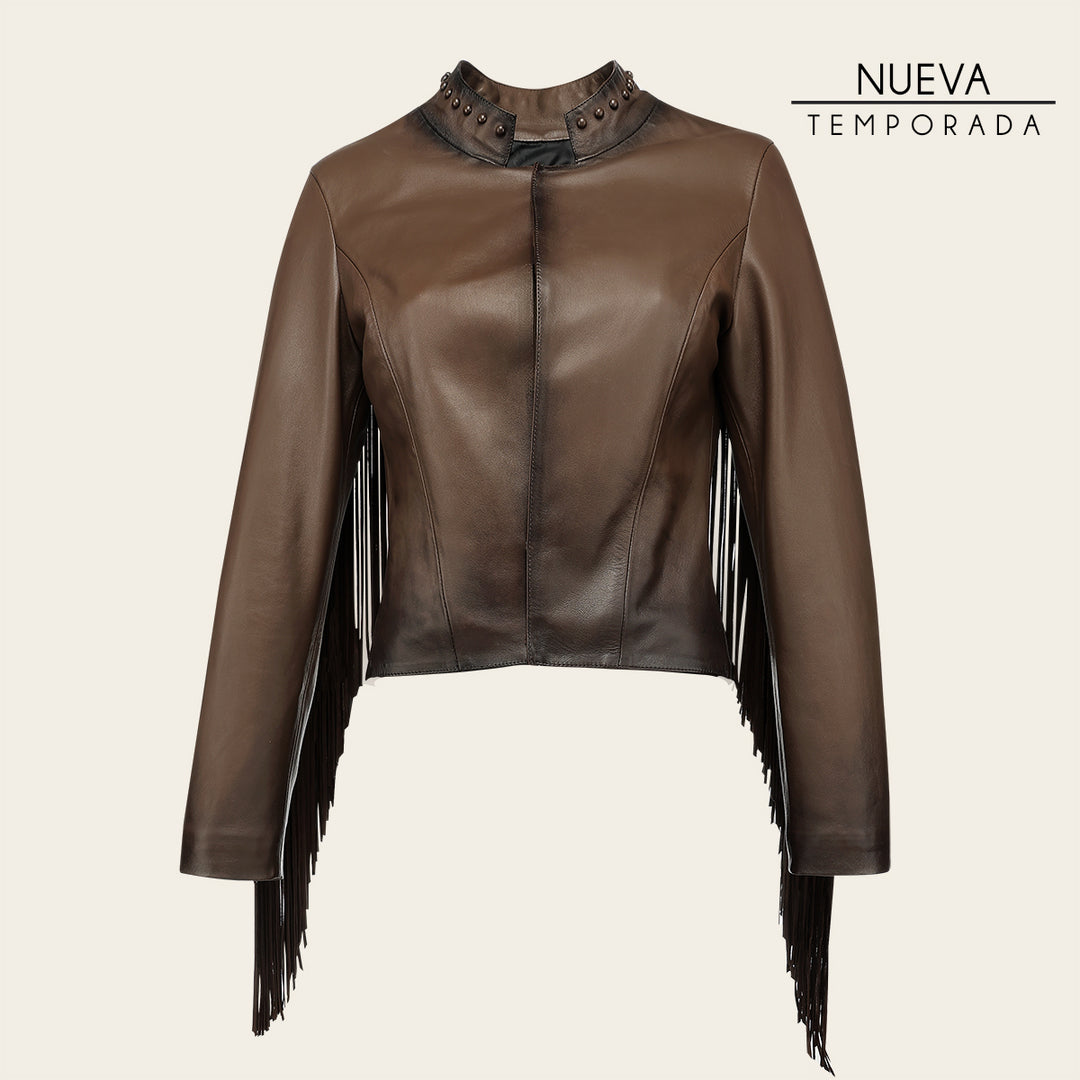 Cuadra Jacket for Women in Genuine Ovine Leather Brown