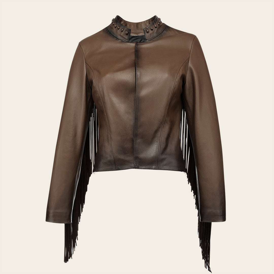 Cuadra Jacket for Women in Genuine Ovine Leather Brown