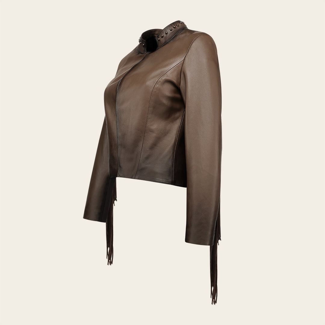 Cuadra Jacket for Women in Genuine Ovine Leather Brown