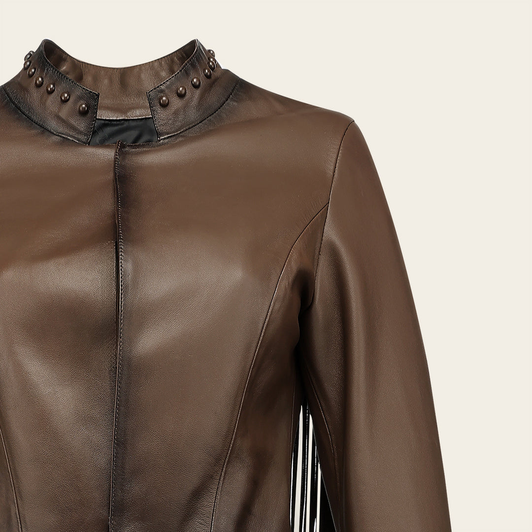 Cuadra Jacket for Women in Genuine Ovine Leather Brown