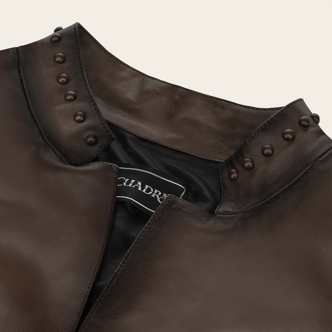 Cuadra Jacket for Women in Genuine Ovine Leather Brown