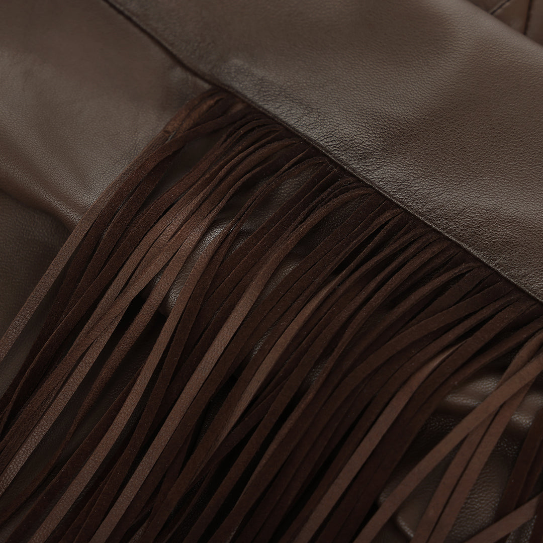 Cuadra Jacket for Women in Genuine Ovine Leather Brown