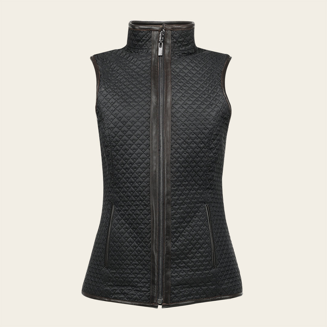 Chaleco reversible en piel genuina de ovino para dama